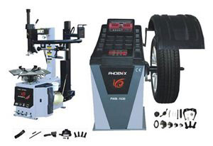 Phoenix Tire Changer with helper arm and wheel balancer set